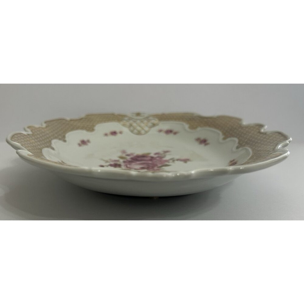 Wallendorf 1764 Oblong Rose Pink and Gold Dish Porcelain Germany 13x9 Inches - Picture 5 of 10